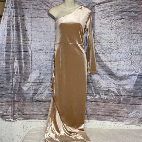 Prettygarden One Sleeve Velour Dress - Picture 3 of 10